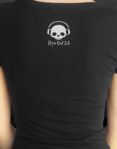 juniors scoop neck : black : back half view