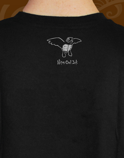 juniors v neck : black : back half view