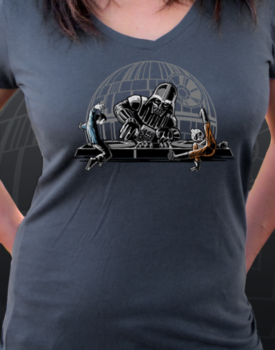 juniors scoop neck : dark gray : front half view