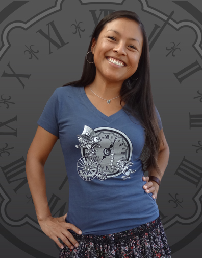 girls v-neck : black : front view