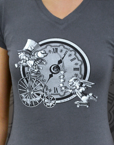 girls v-neck : dark gray : front half view