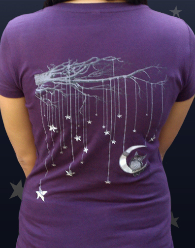 girls v-neck : plum : back view