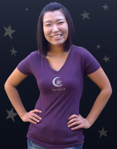 girls v-neck : plum : front view