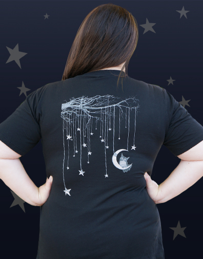 girls v-neck : black : back view