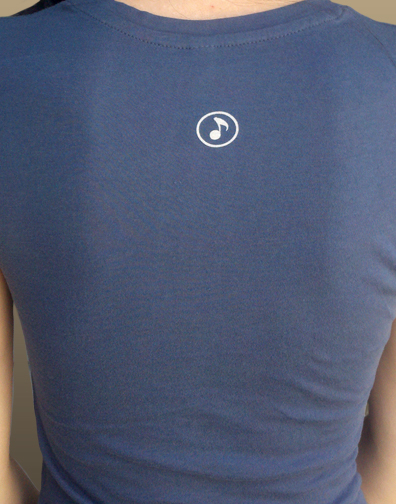 juniors v neck : indigo : back half view