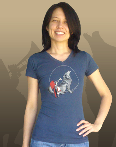 juniors v neck : indigo : front view