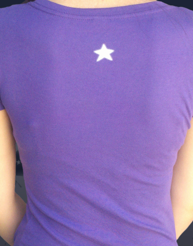 juniors scoop neck : purple lush : back half view