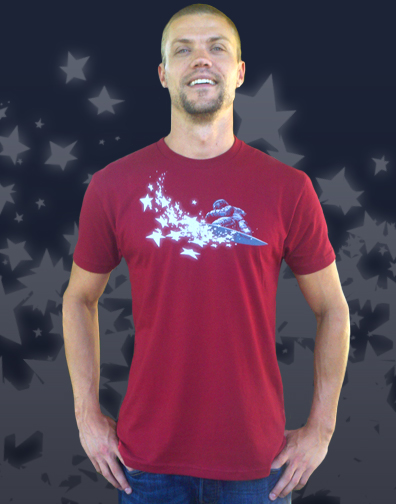 guys crew neck : cardinal red : front view