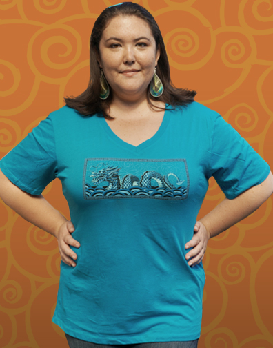 juniors scoop neck : turquoise : front view